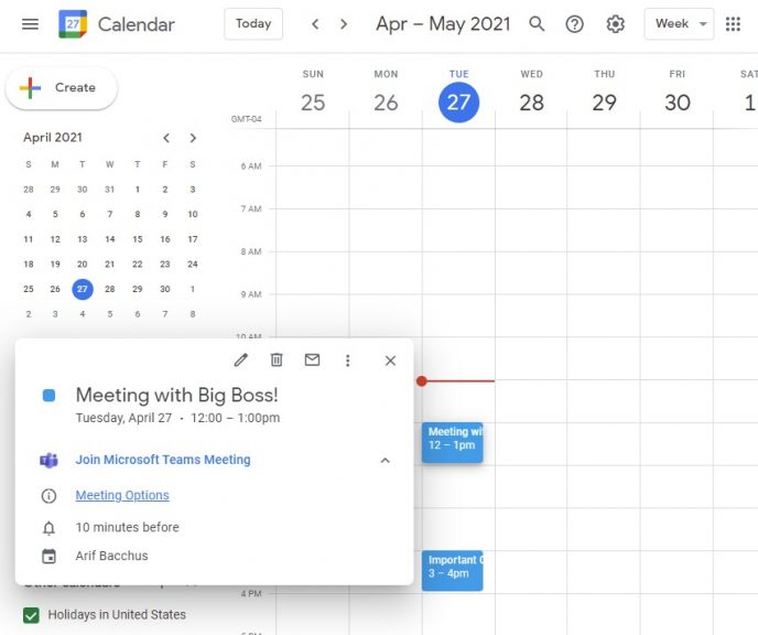 How to easily schedule a Microsoft Teams meeting from Google Calendar