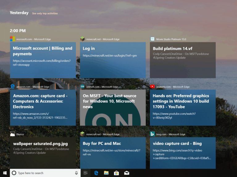 Windows 10 Timeline