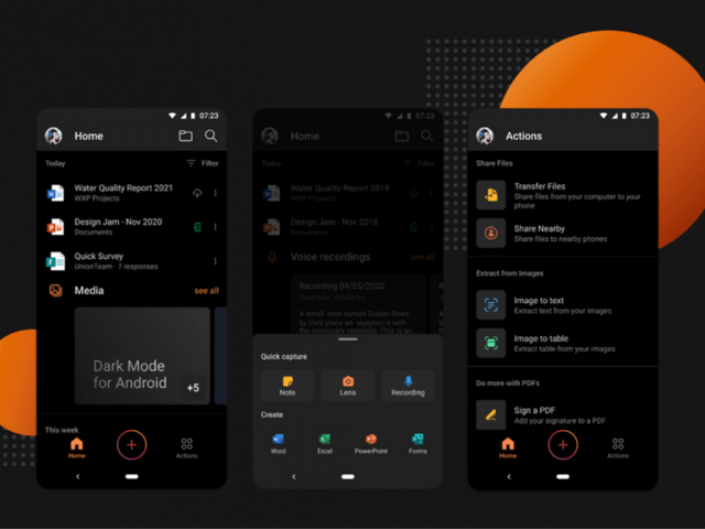 Microsoft Office for Android dark theme