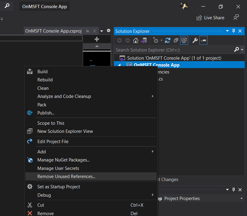 Visual Studio Remove Unused References