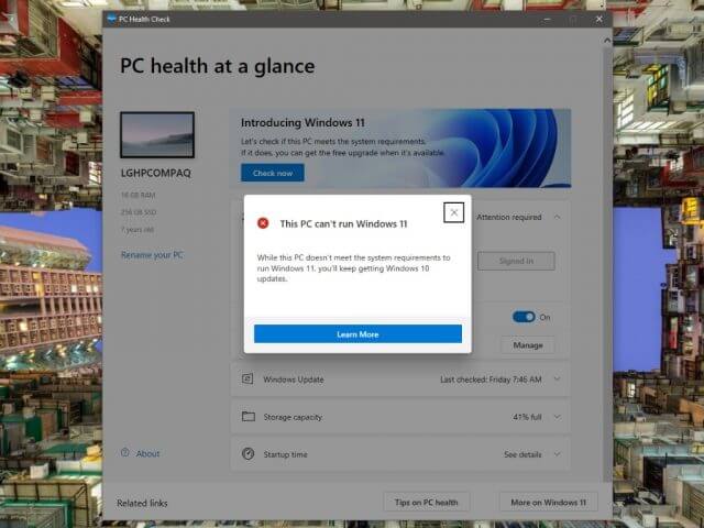 Microsoft PC Health Check app 1