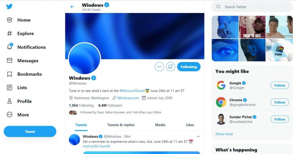 Windows 11 tweet from Windows twitter