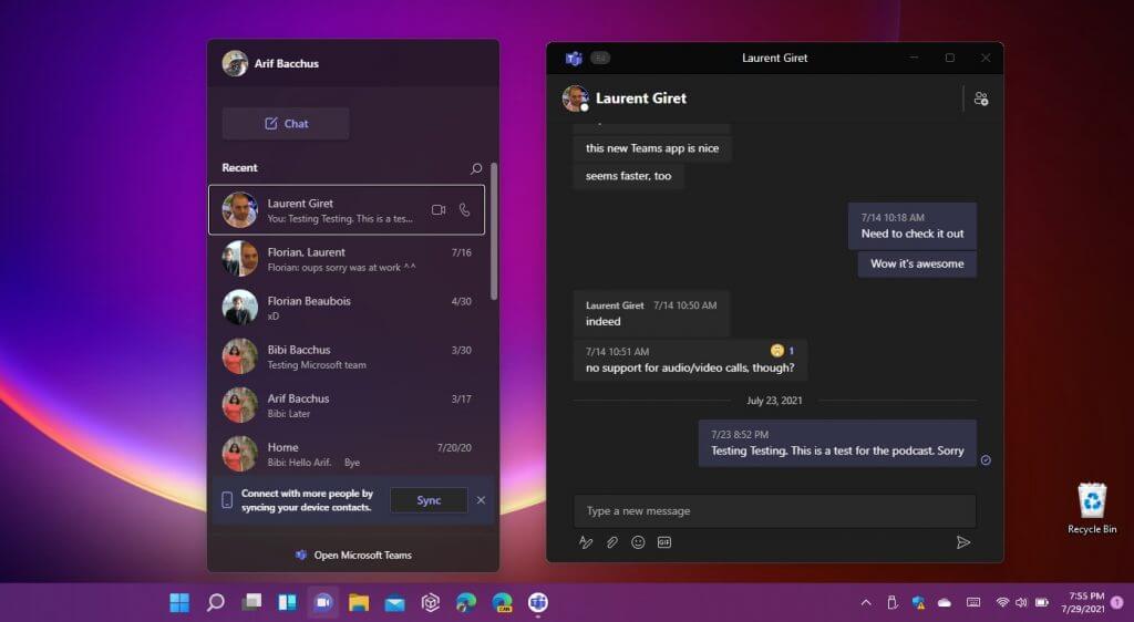 Microsoft Teams app on Windows 11.