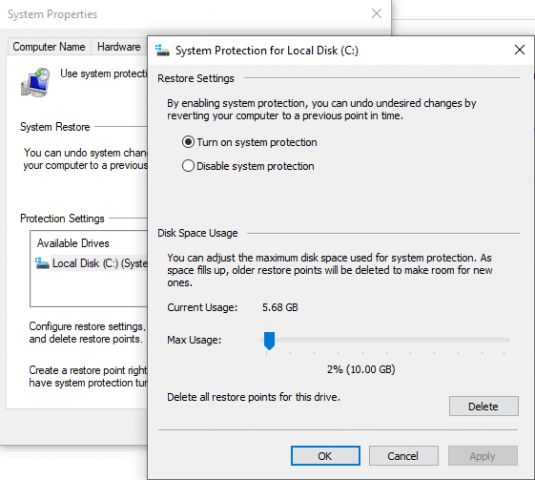 How To Enable System Restore On Windows 10 8383