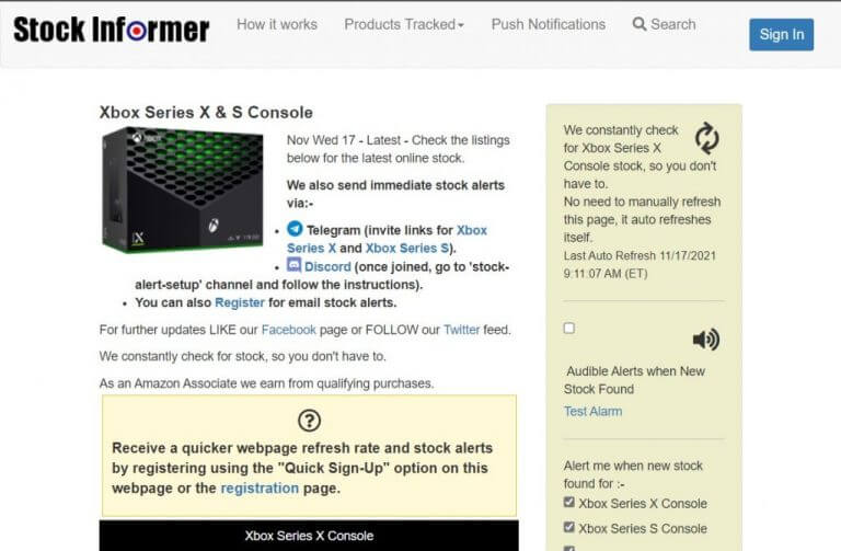 Stock informer xbox series on sale x