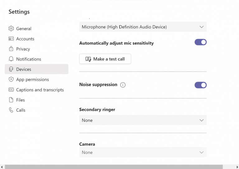 background noise microsoft teams