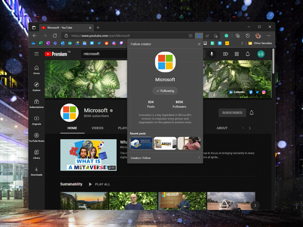 Microsoft Edge Canary Tests New Follow Creator Feature On Youtube 3924
