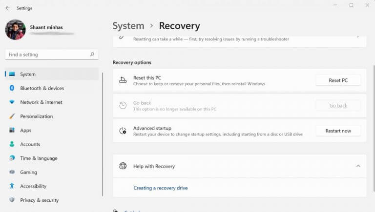 windows recovery