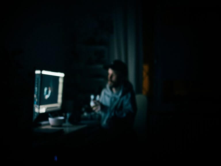 using computer at night