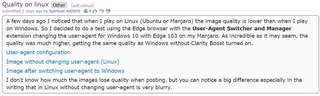 Image quality difference between Linux and Windows : r/xcloud