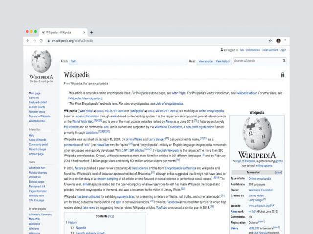 wikipedia webpage