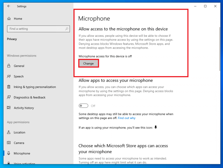 microphone on windows 10