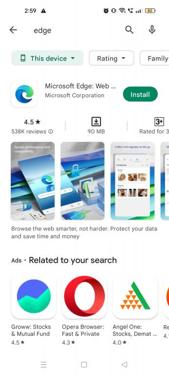 How to install and use Edge on Android