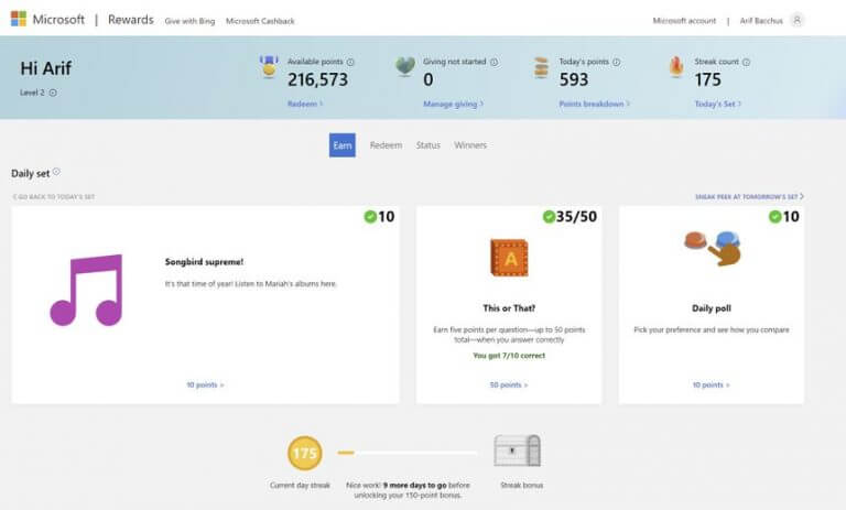 Microsoft Rewards Fluent-redesign closely resembles Windows 11 - onmsft.com - December 9, 2022