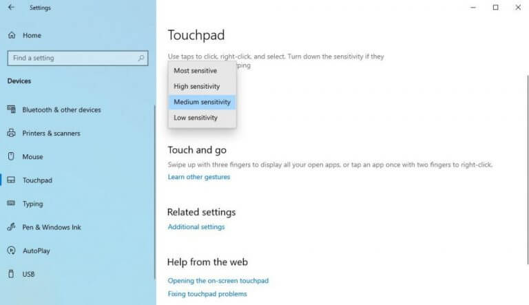 touchpad settings