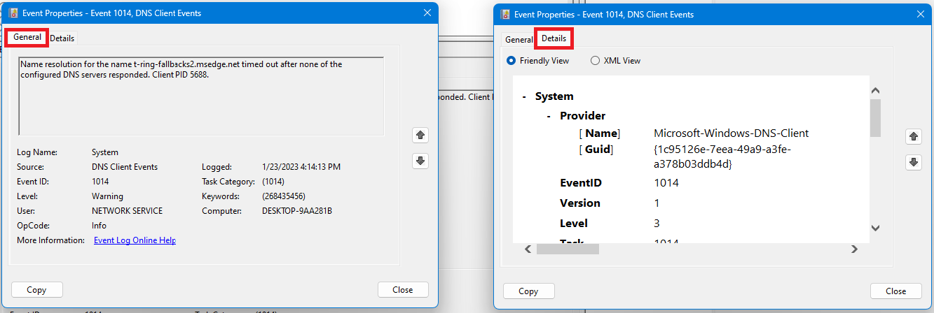 error codes in the terminal
