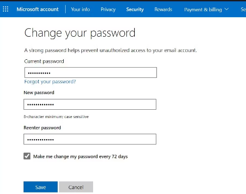 enable password expiration in msa