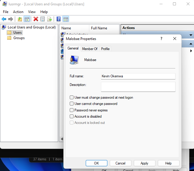 password expiration via Computer Management