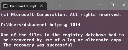 error codes in the terminal