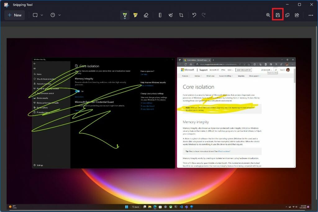 snipping tool to take screenshots