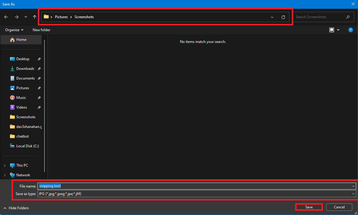 snipping tool to take screenshots
