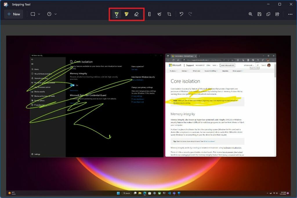 snipping tool to take screenshots