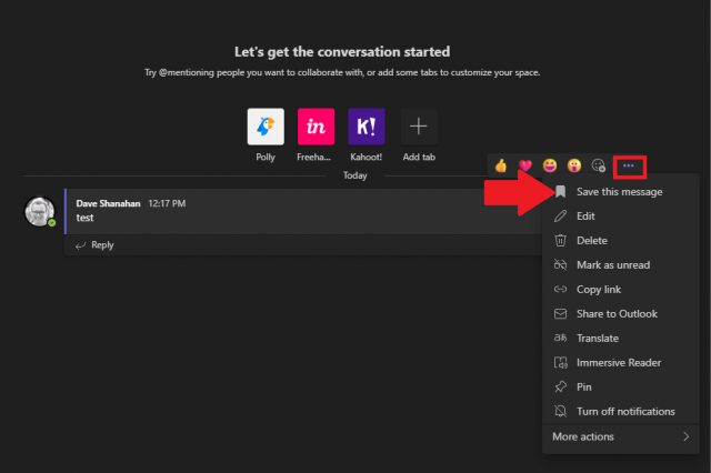 how to save messages in microsoft teams