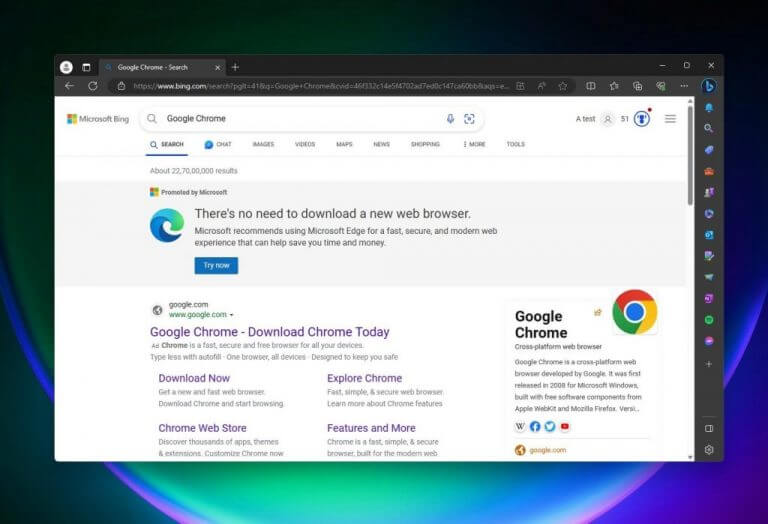 Microsoft Edge voices against Chrome Microsoft Edge Voices Against Chrome