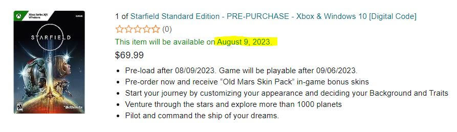 starfield amazon listing with preload leak starfield amazon listing with preload leak