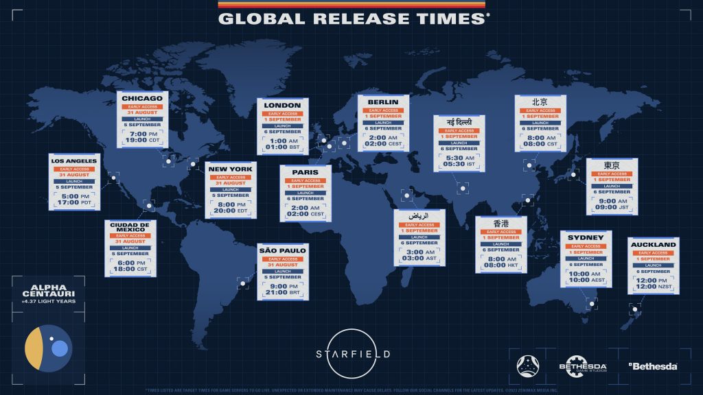 starfield release times map Starfield Release Times Map