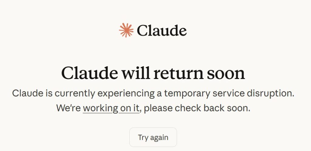 claude down error