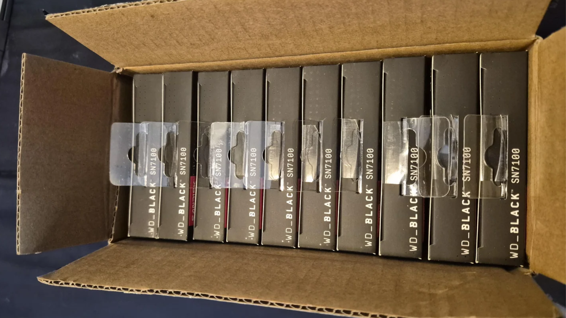 Reddit user orders one WD Black SN7100 SSD but receives ten units, highlighting rare retailer shipping mistakes and rising storage prices.